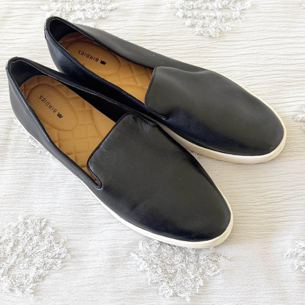 Birdies black leather Swift Slip-On Sneakers size 10.5